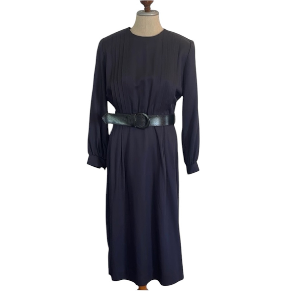 Vintage dress navy blue petite size 10 - Picture 1 of 13